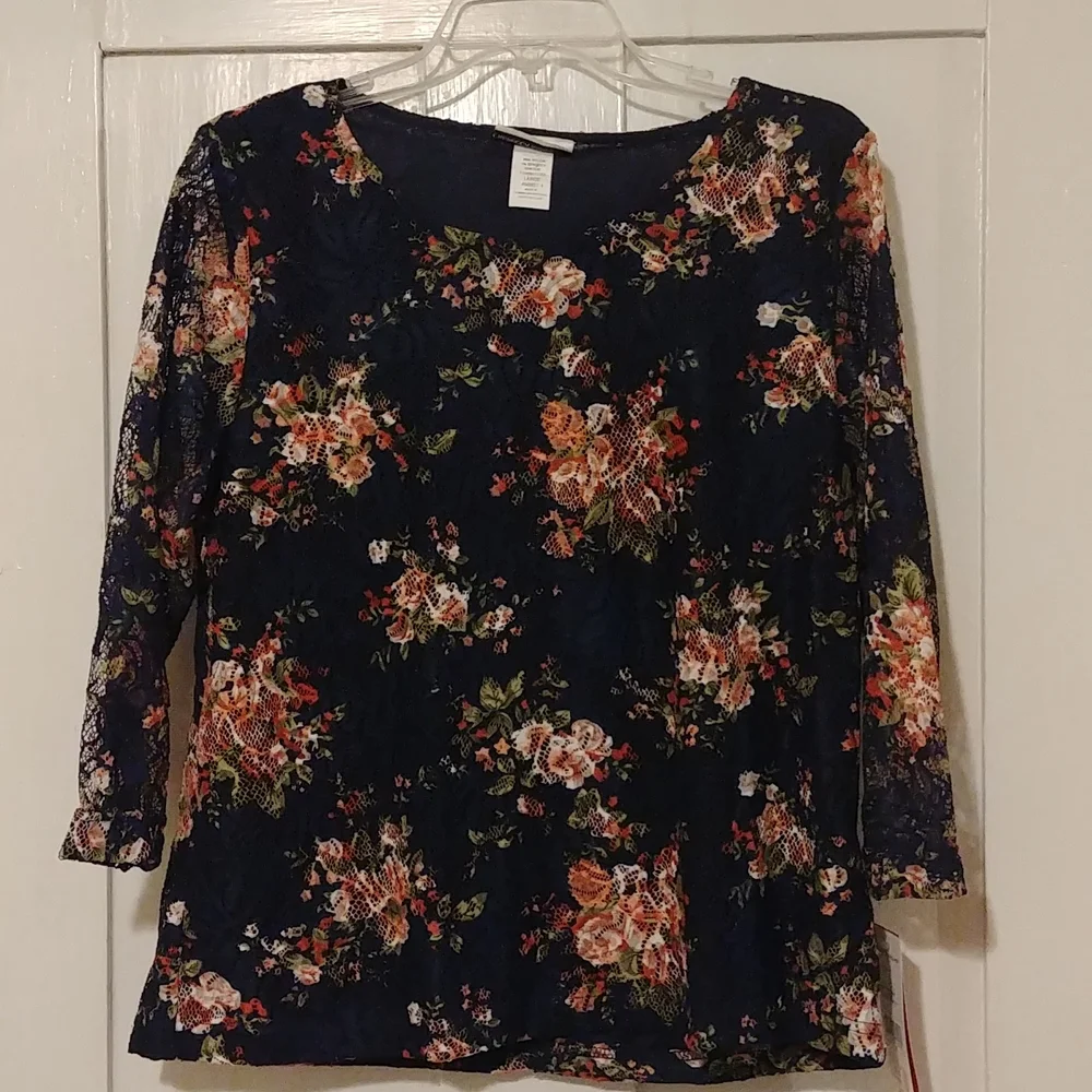 Rebecca Malone sz L 3/4 sleeve top - Picture 1 of 4